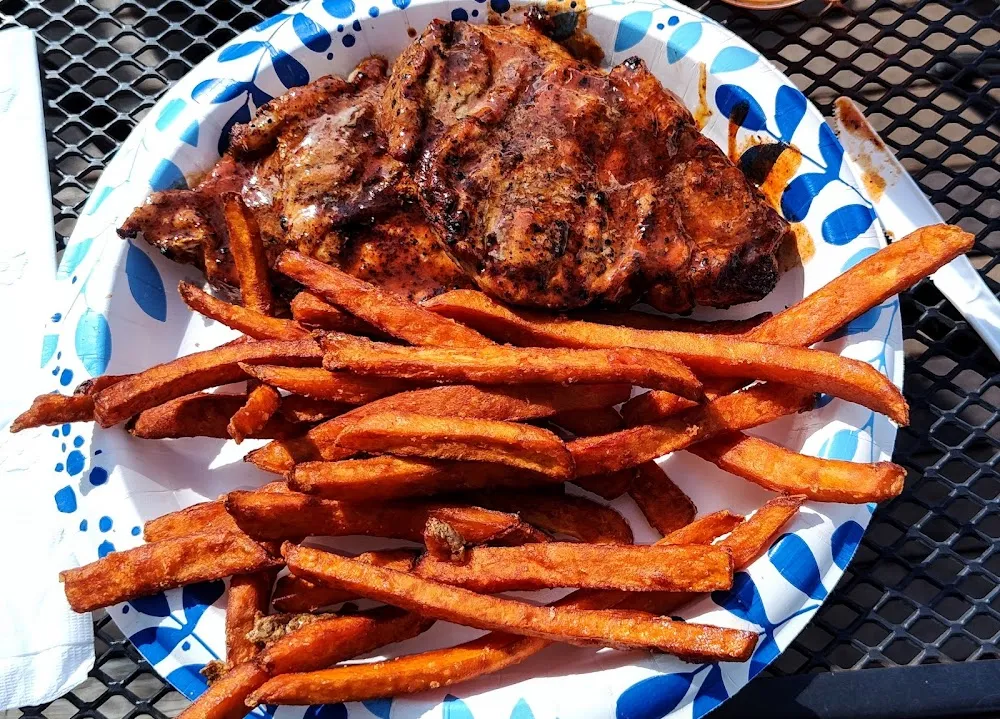 Spicy Pork Chops and Sweet Potato Fries